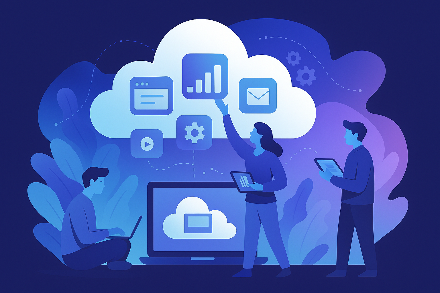 Ilustración de marketplace de software